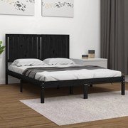 Estrutura de cama 140x190 cm madeira de pinho maciça preto