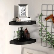 vidaXL Prateleiras de canto suspensas 2 pcs 25x25x3,8cm MDF preto
