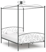 vidaXL Estrutura de cama com dossel 140x200 cm metal cinzento