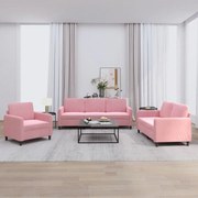 vidaXL 3 pcs conjunto de sofás veludo rosa