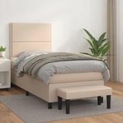 vidaXL Cama com molas/colchão 90x200 cm couro artificial cappuccino