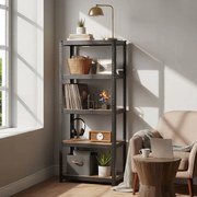 Conjunto de 2 estantes estreitas 150 x 37 x 37 cm para cargas pesadas com 5 prateleiras castanho-preto