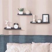 Conjunto de 3 prateleiras de parede em metal decorativas pretas