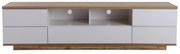 Móvel de TV moderno com bloco de cor em branco com veios de madeira,180x38x46cm, Branco