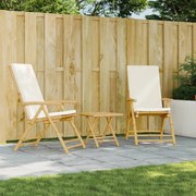 vidaXL Cadeiras jardim dobráveis/reclináveis c/ almofadões 2 pcs bambu