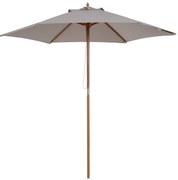 Outsunny Chapéu de Sol de Madeira Ø250x230 cm para Exterior com 6 Hastes Sistema de Corda com Fixação Desmontável Portátil Cinza
