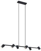 Candeeiro suspenso moderno preto com 6 luzes - Jeana Straight Moderno