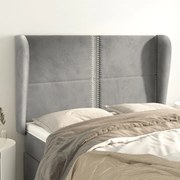 vidaXL Cabeceira de cama c/ abas veludo 147x23x118/128cm cinza-claro