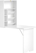 HOMCOM Secretária de parede dobrável, mesa mural dobrável com prateleiras para sala, sala de jantar, escritório, 93,8 x 60 x 147 cm, branco | Aosom Portugal