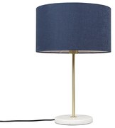 Candeeiro de mesa de latão com cúpula azul 35 cm - Kaso Moderno