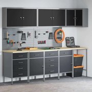 Conjunto de Armário e Painel de Ferramentas de 12 Peças vidaXL Preto MDF e Metal