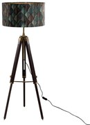 Vloerlamp messing met velours lampenkap blad dessin met gouden binnenkant 50/50/25 - Simplo Clássico / Antigo