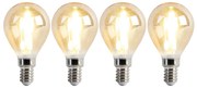 Conjunto de 4 lâmpadas LED E14 reguláveis P45 ouro 3,5W 330 lm 2100K