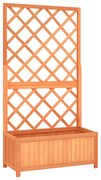 vidaXL Vaso com treliça para jardim 70x30x135 cm abeto maciço castanho