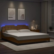 vidaXL Estrutura cama c/ luzes LED 180x200 cm couro artif. cappuccino