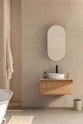 Conjunto De Móvel De Casa De Banho Suspenso 80x50 Cm Em Madeira De Freixo Tedrik Castanho Fresno & Cimento Redondo Branco Ø40 Cm Zavion & - Sklum