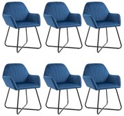 vidaXL Cadeiras de jantar 6 pcs veludo azul