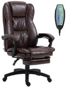 Vinsetto Cadeira de Escritório e Giratória com Altura Ajustável 6 Pontos de Massagem 68,5x68,5x119-127 cm Castanho | Aosom Portugal