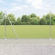 vidaXL Conjunto de Postes de Cerca Prateado 10 x 1.4 m
