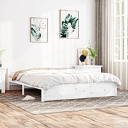 Estrutura de cama king 150x200 cm madeira maciça branco