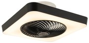 Ventilador de teto inteligente quadrado preto incl. LED regulável - Climo Moderno