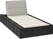 vidaXL Espreguiçadeira com almofada flutuante vime PE preto