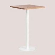 Mesa Alta De Bar Quadrada Em Madeira De Acácia Macchiato ↔︎ 60 Cm & Branco - Sklum