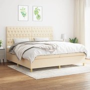 vidaXL Cama com molas/colchão 200x200 cm tecido cor creme