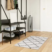 vidaXL Tapete shaggy de pelo alto PAMPLONA 60x110 cm creme e preto