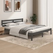 Estrutura de cama king 150x200 cm pinho maciço cinzento