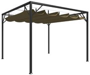 vidaXL Gazebo jardim telhado retrátil 3x3 m 180 g/m² cinza-acastanhado