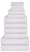 vidaXL 12pcs Conjunto de toalhas FROGN 360 g/m² branco