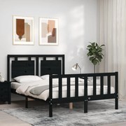 Estrutura de cama com cabeceira 140x200 cm madeira maciça preto