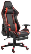 vidaXL Cadeira de gaming giratória com apoio de pés PVC vermelho