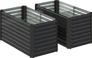 Outsunny Conjunto de 2 canteiros de jardim elevados quadrados estrutura em aço galvanizado fundo aberto 120 x 60 x 60 cm cinza escuro | Aosom Portugal