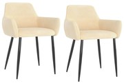 vidaXL Cadeiras de jantar 2 pcs veludo cor creme