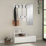 Hall Stand Vesty – Branco – Sapateira: 100x61x30 cm, Espelho: 30x99 cm