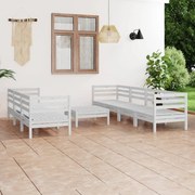 8 pcs conjunto lounge de jardim pinho maciço branco