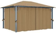 vidaXL Gazebo com cortina 400x300 cm alumínio cinzento-acastanhado
