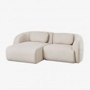 Sofá Modular Coquette De 2 Peças Em Chenille Com Chaise Longue À Esquerda Chenille Beige Creme - Sklum