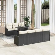 vidaXL Conjunto de Sofá de Jardim com 8 Peças e Almofadas em Rattan Preto