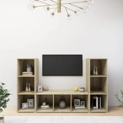 vidaXL Móveis de TV 3 pcs 107x35x37 cm contraplacado carvalho sonoma