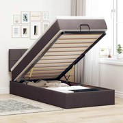 Cama otomana com colchão &amp; LEDs 90x200cm tecido castanho escuro