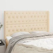 vidaXL Cabeceira de cama c/ abas tecido 147x16x118/128 cm creme