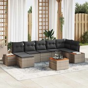 vidaXL Conjunto de Sofá de Jardim com 8 Peças da , almofadas em rattan poly cinza e acácia.