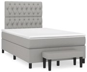 vidaXL Cama boxspring com colchão 120x190 cm tecido cinzento-claro