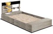 Outsunny Caixa de Areia para Crianças de Madeira com 2 Assentos e Brinquedos de Cozinha para Pátio Jardim 154x80x60 cm Cinza