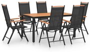 vidaXL 7 pcs conjunto de jantar para jardim alumínio preto