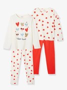 Lote de 2 pijamas, corações branco claro liso com motivo