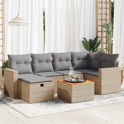 vidaXL 7 pcs conjunto de sofás p/ jardim com almofadões vime PE bege
